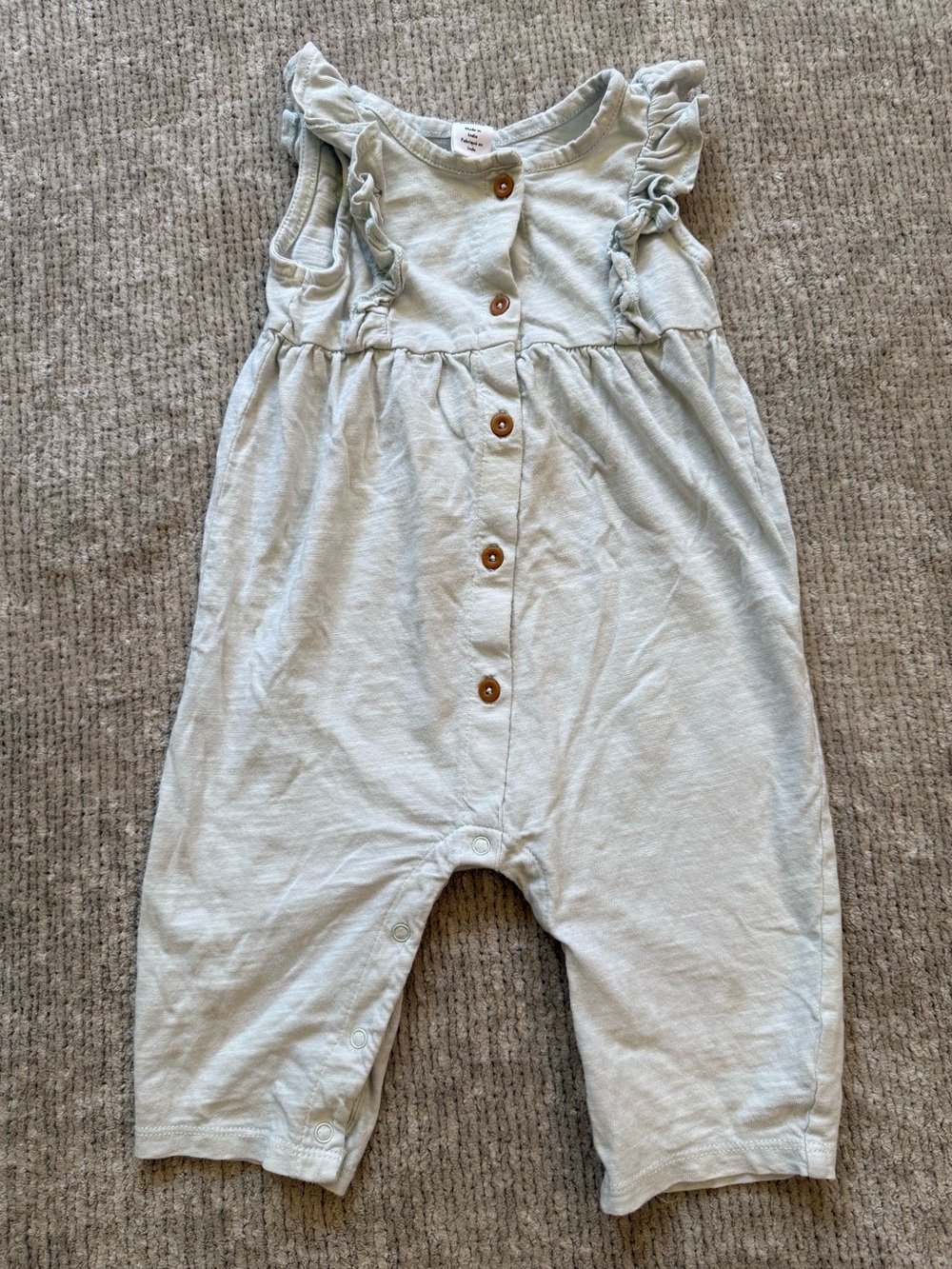Nordstrom‎ Baby Pale Blue Ruffle Button Front Romper 9 Months Cottagecore